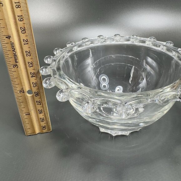 Heisey Lariat Clear Glass Dish Bowl Manganese 365nm Green UV Glow Glass AS IS - Picture 5 of 14